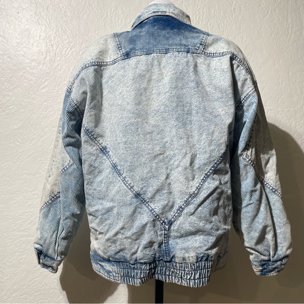 VTG Padded Denim Jacket 80S BE IN THE CURRENT SEEN ACID WASH Womens M - Picture 4 of 9